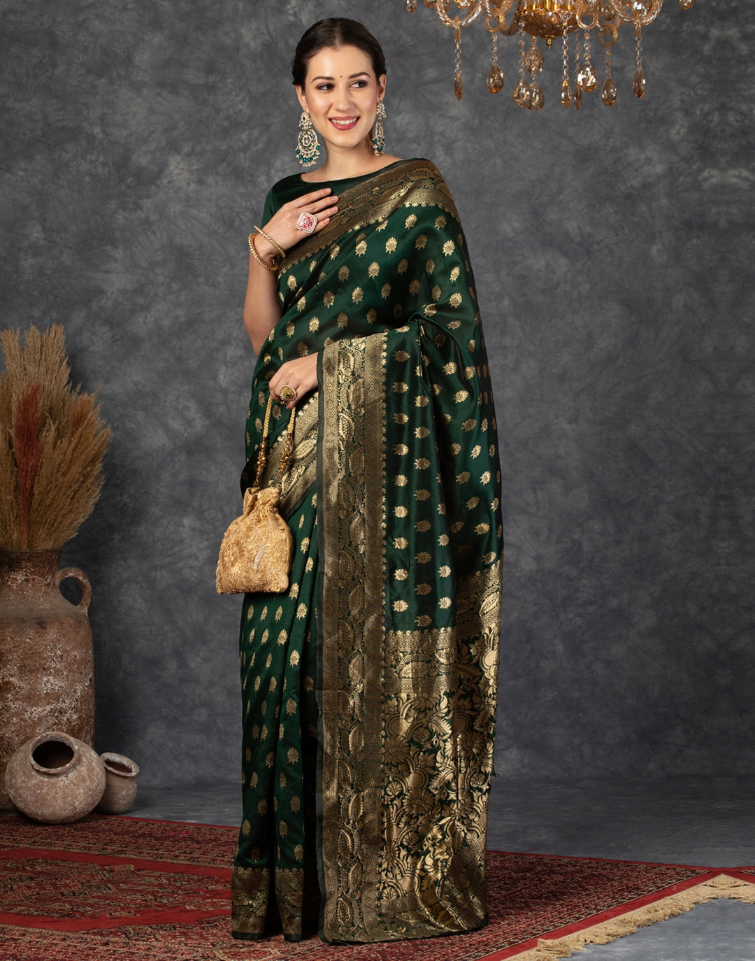 Silk Saree from the this store is adorned with beautiful Zari work in form of traditional motifs.