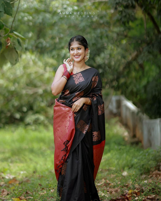 This beautiful saree is elegantly decorated with gorgeous Solid Jacquard weave that gives a perfect look to the outfit.