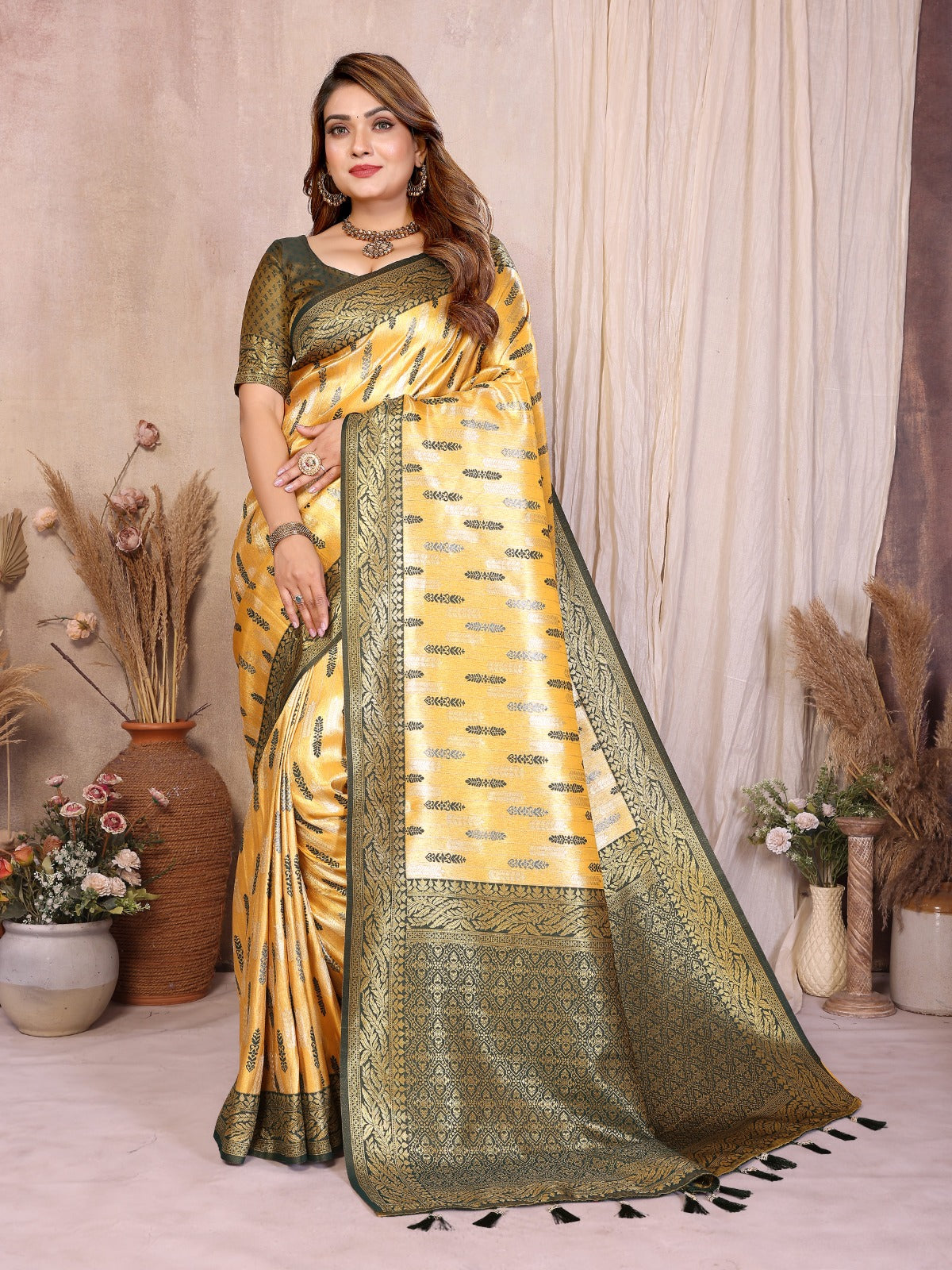 These superior and premium pure banarasi tissue silk  sarees with all over weaving butties👗