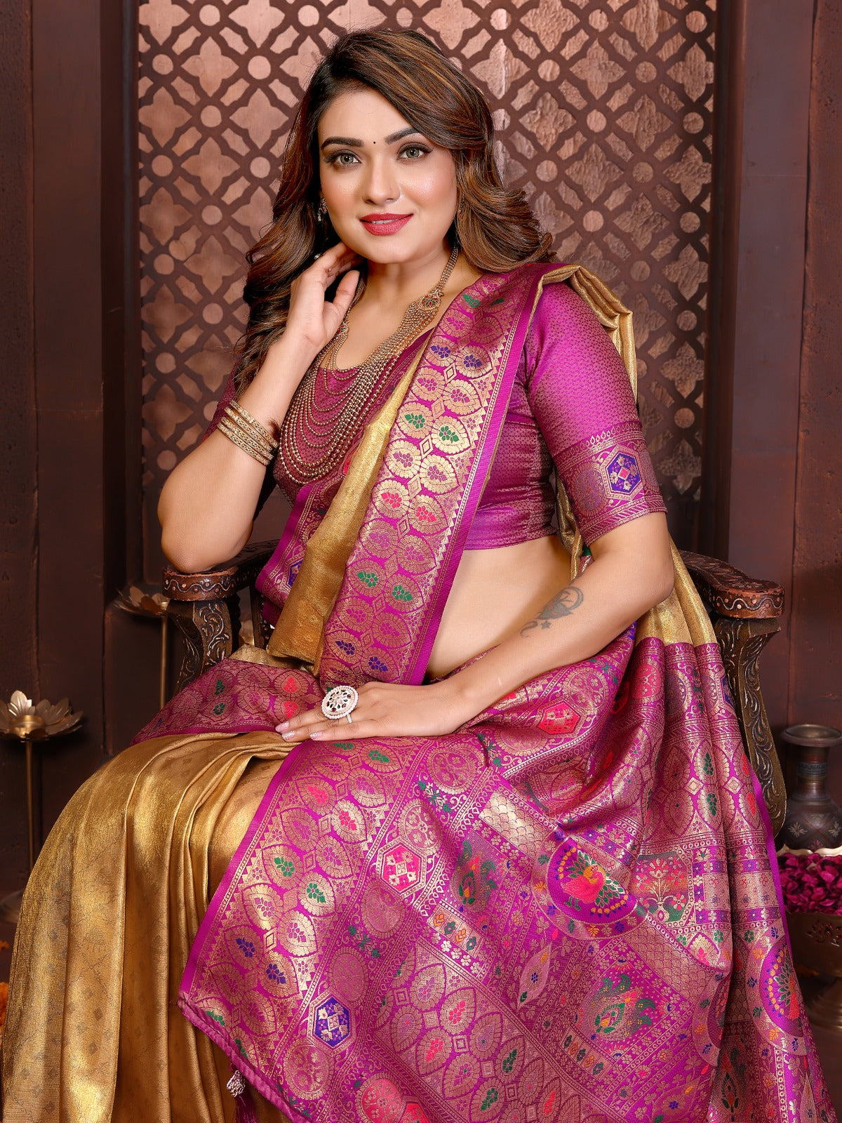ich and Heritage crafted creative sarees from us.