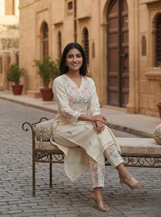 Launching designer embodiary Kurti paried with Ankle length Pant Giving perfect outfit and deliberate choice about your look..👑👑