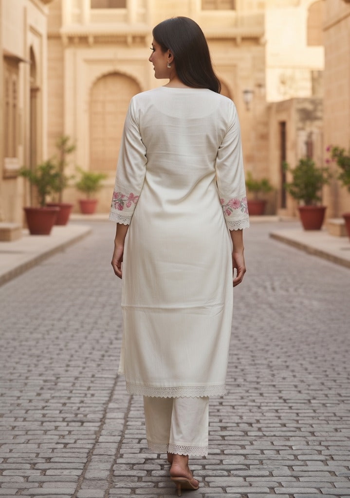 Launching designer embodiary Kurti paried with Ankle length Pant Giving perfect outfit and deliberate choice about your look..👑👑