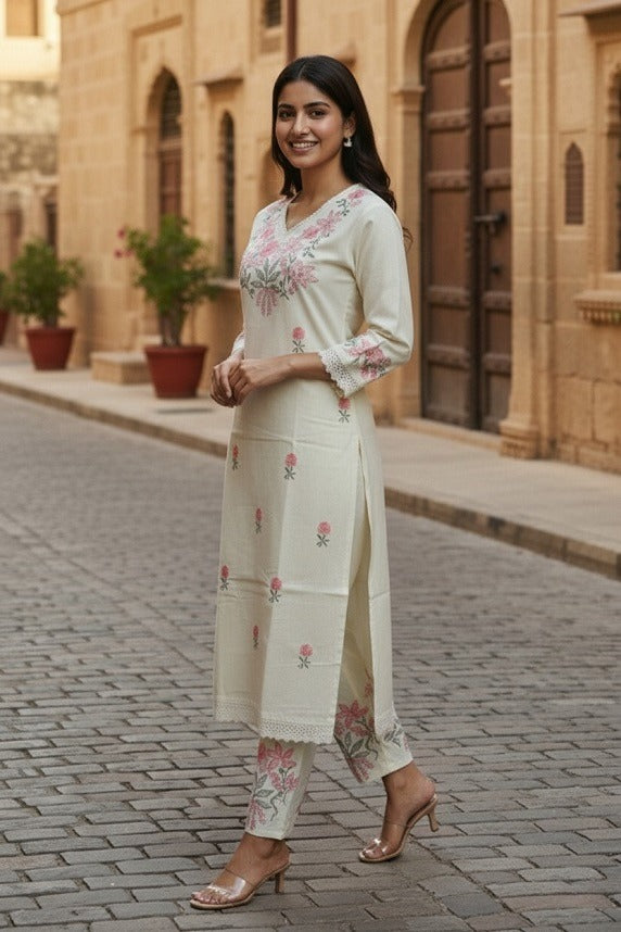Launching designer embodiary Kurti paried with Ankle length Pant Giving perfect outfit and deliberate choice about your look..👑👑