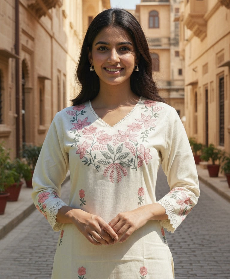 Launching designer embodiary Kurti paried with Ankle length Pant Giving perfect outfit and deliberate choice about your look..👑👑