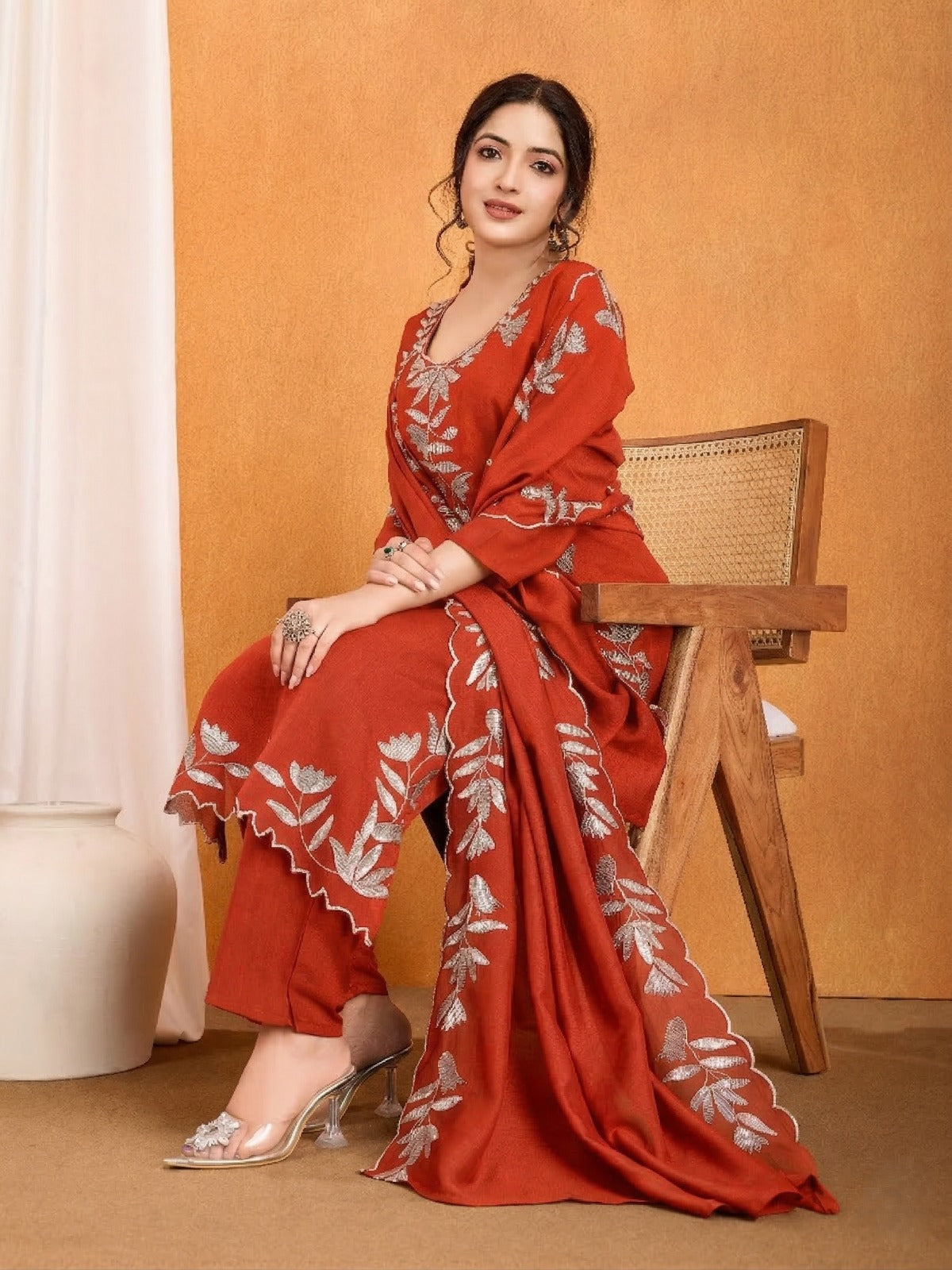 The Amethyst Peacock Silk-Georgette Ensemble