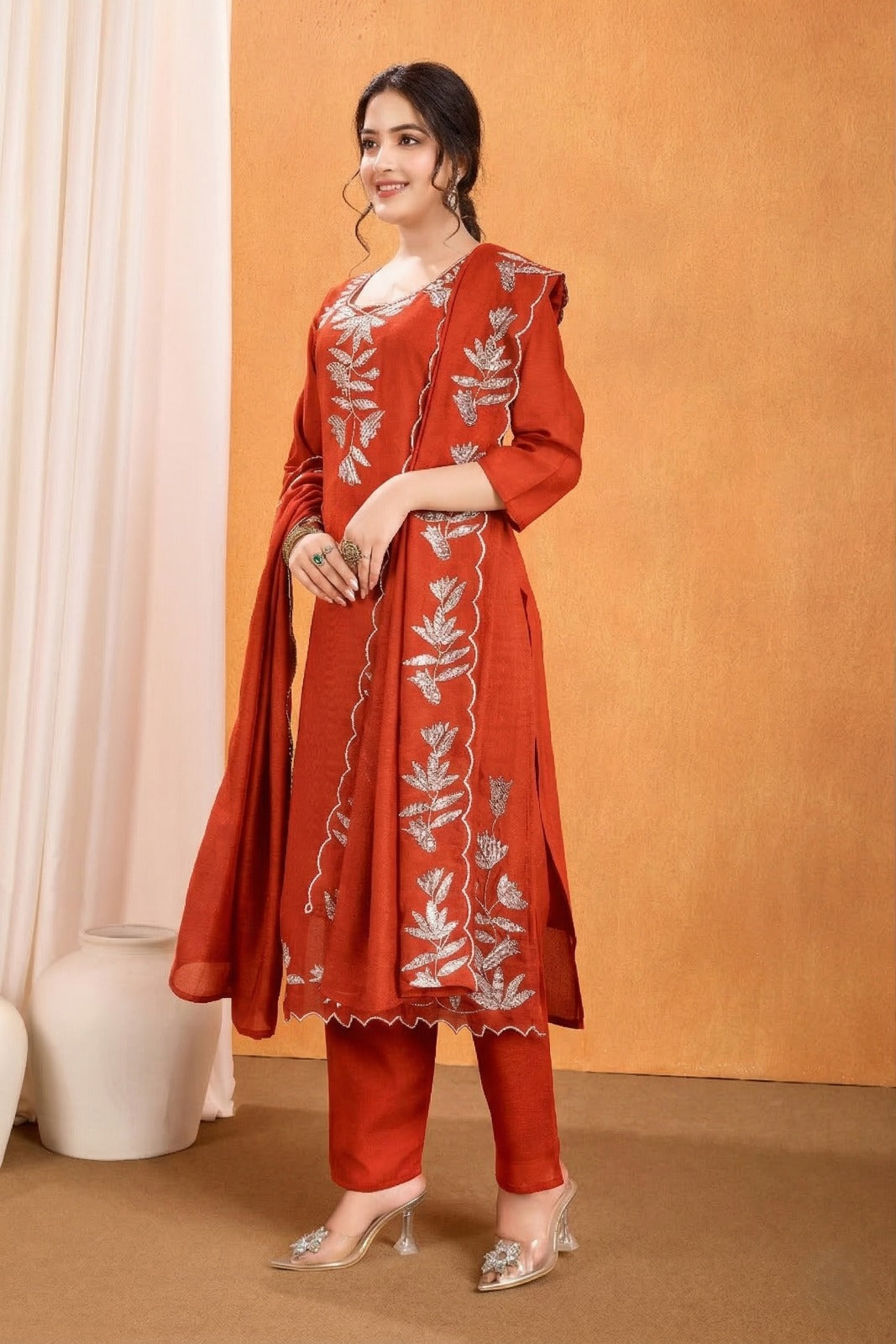 The Amethyst Peacock Silk-Georgette Ensemble