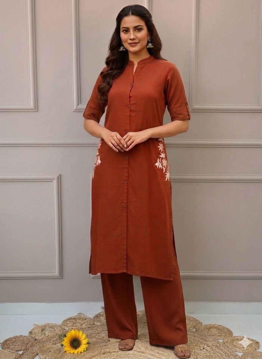 Launching designer Co-erd set in Aline pattern paried with Ankle length Pant Giving perfect outfit and deliberate choice about your look..👑👑