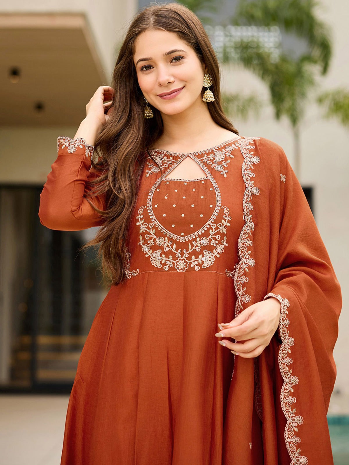 Elegant Vichitra Fabric Calf Length Straight Kurta Set