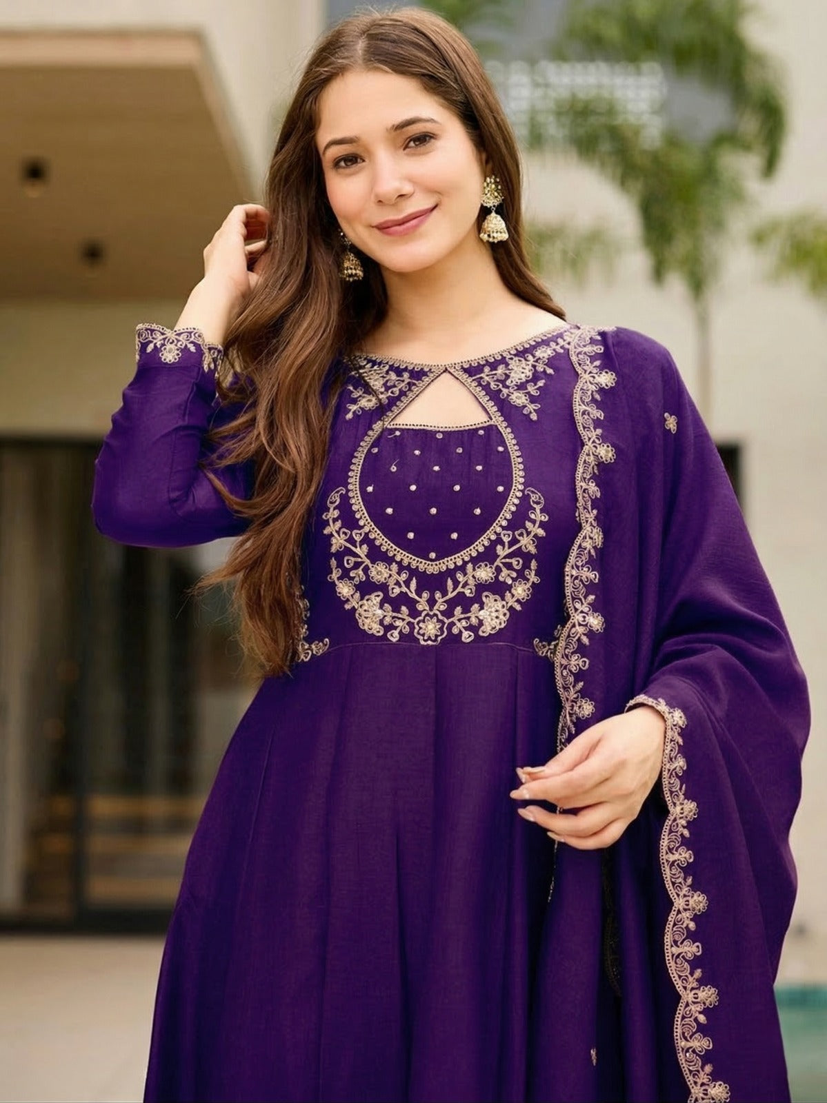 Elegant Vichitra Fabric Calf Length Straight Kurta Set