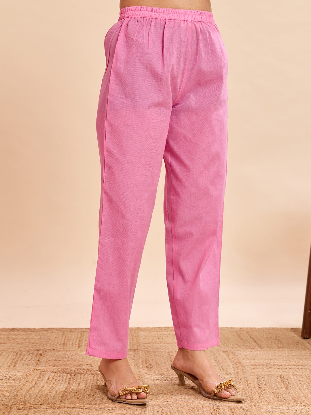 Elegant Pure Cotton Fabric Calf Length Straight Kurta Set