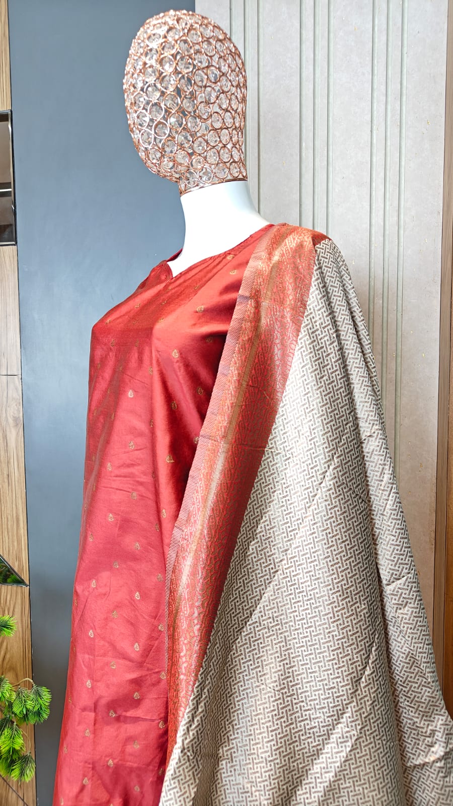 Jacquard Silk Maroon Mannat Kurta Set🛒🛍️