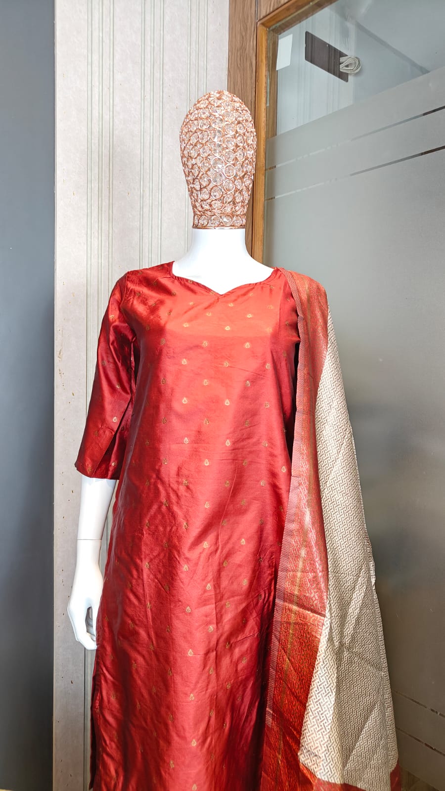 Jacquard Silk Maroon Mannat Kurta Set🛒🛍️
