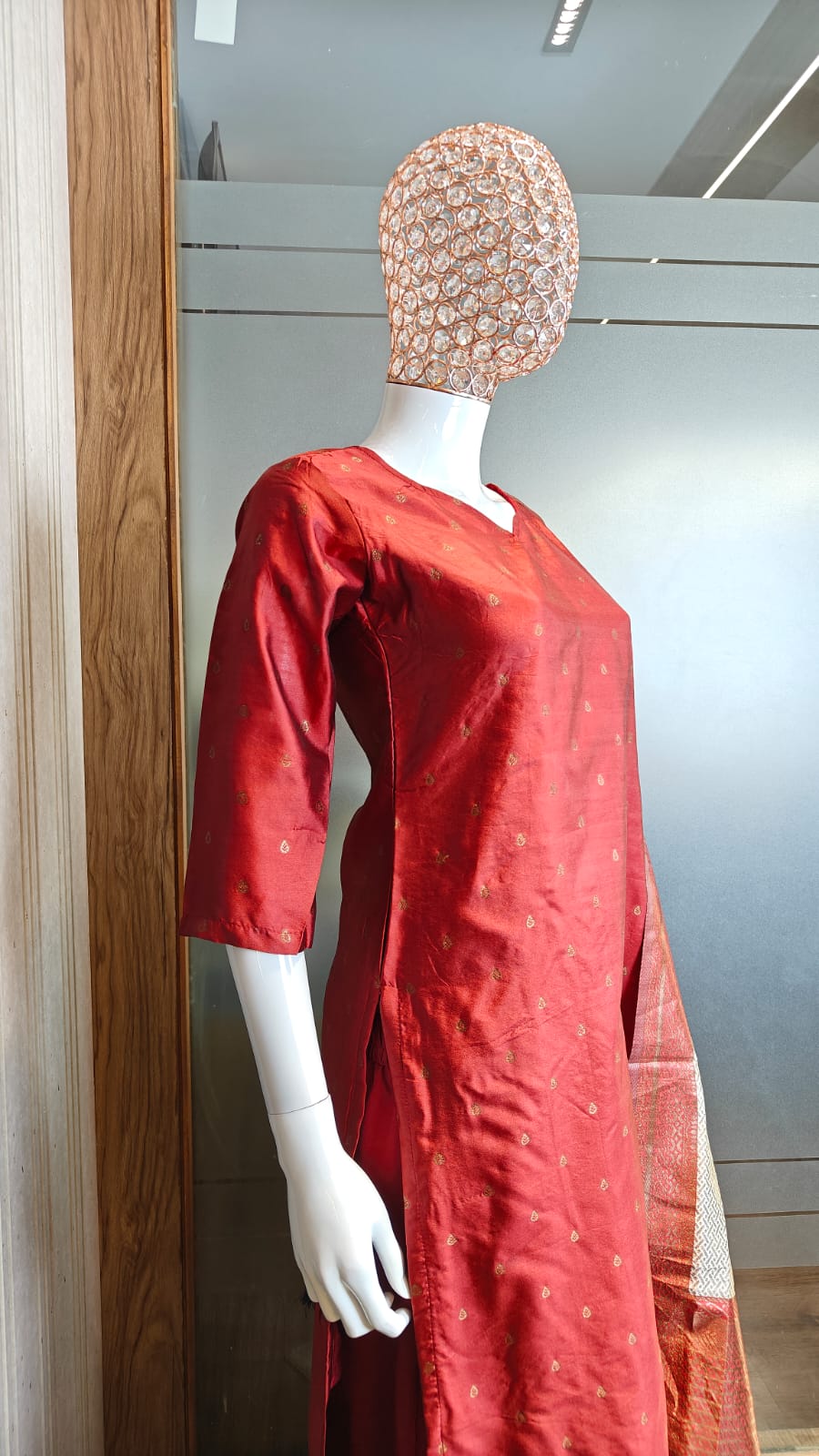 Jacquard Silk Maroon Mannat Kurta Set🛒🛍️