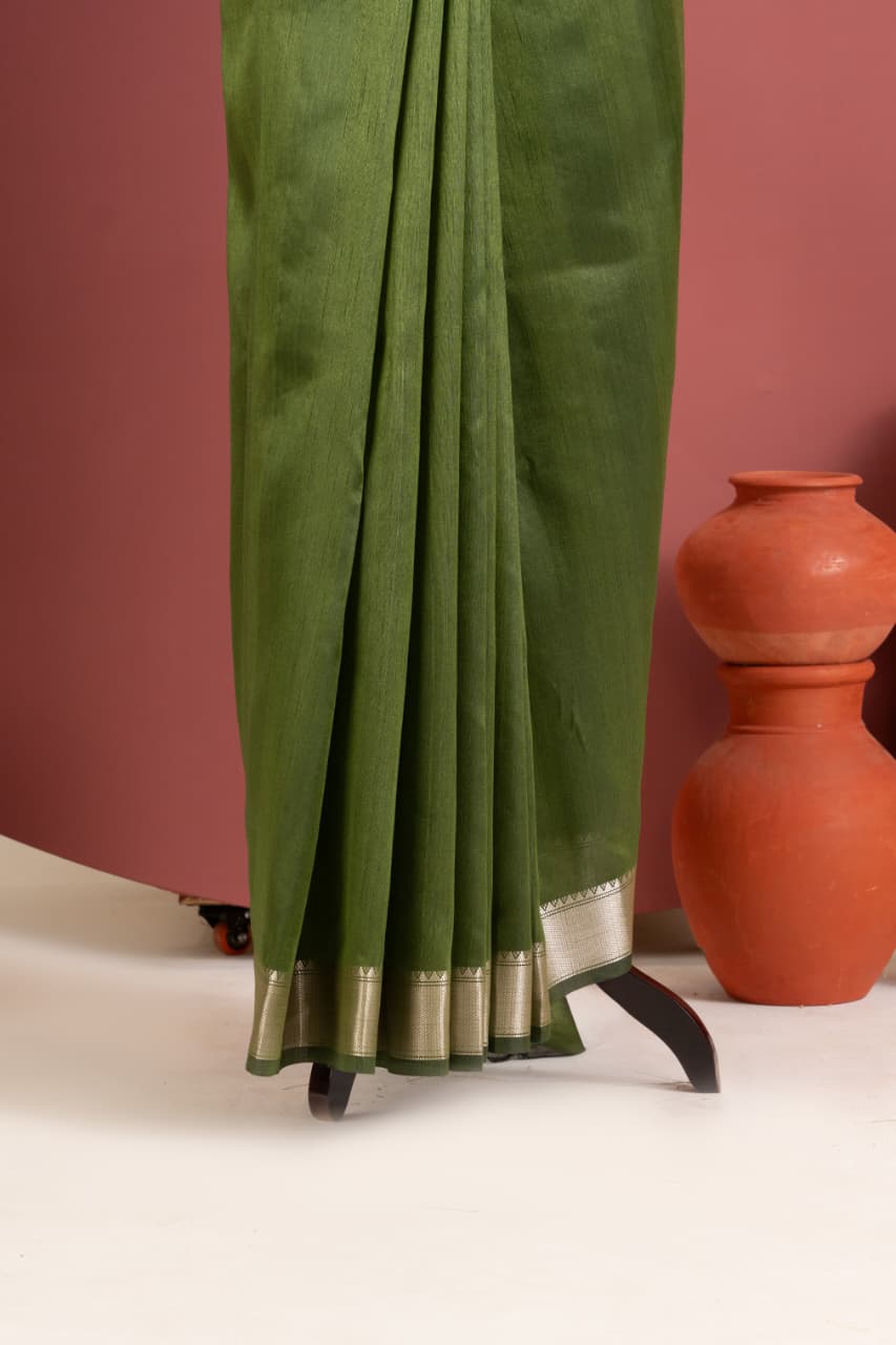 Soft Khadi Raw silk saree with beautiful kalamkari peacock print saree