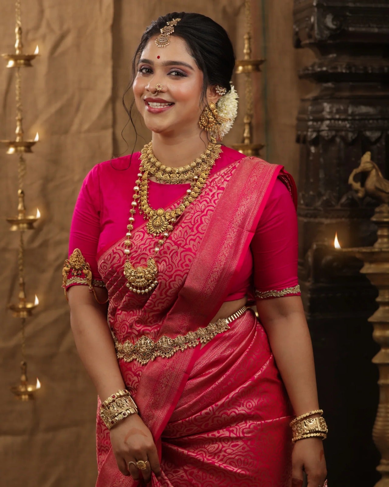 Silk Saree from the this store is adorned with beautiful Zari work in form of traditional motifs.