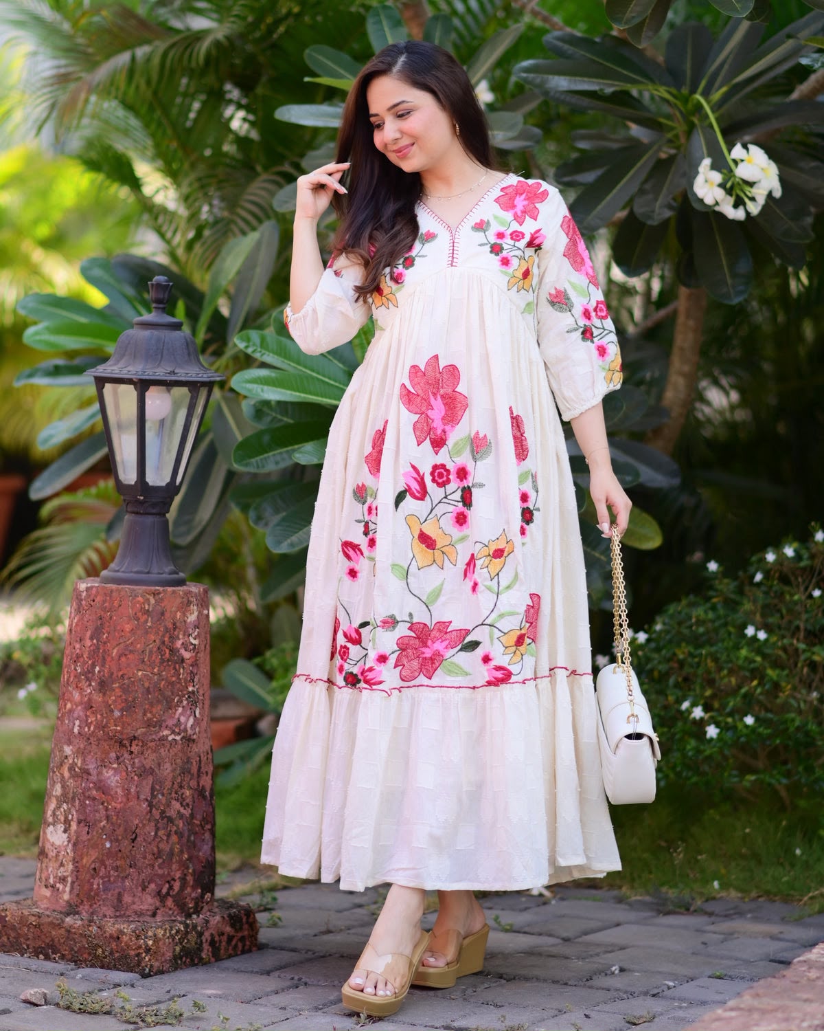 _✨ WEAR SUMMER FRIENDLY AND TRENDY MAXI GOWN WITH EMBROIDERY WORK✨_