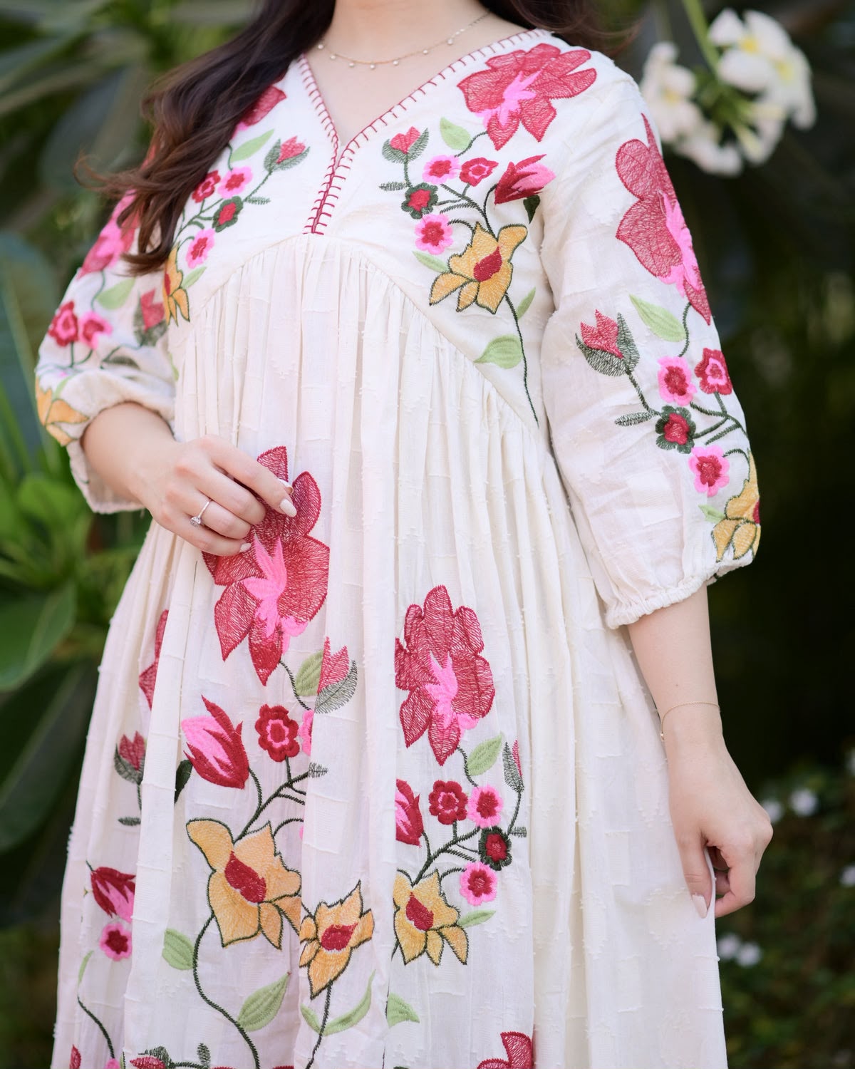 _✨ WEAR SUMMER FRIENDLY AND TRENDY MAXI GOWN WITH EMBROIDERY WORK✨_