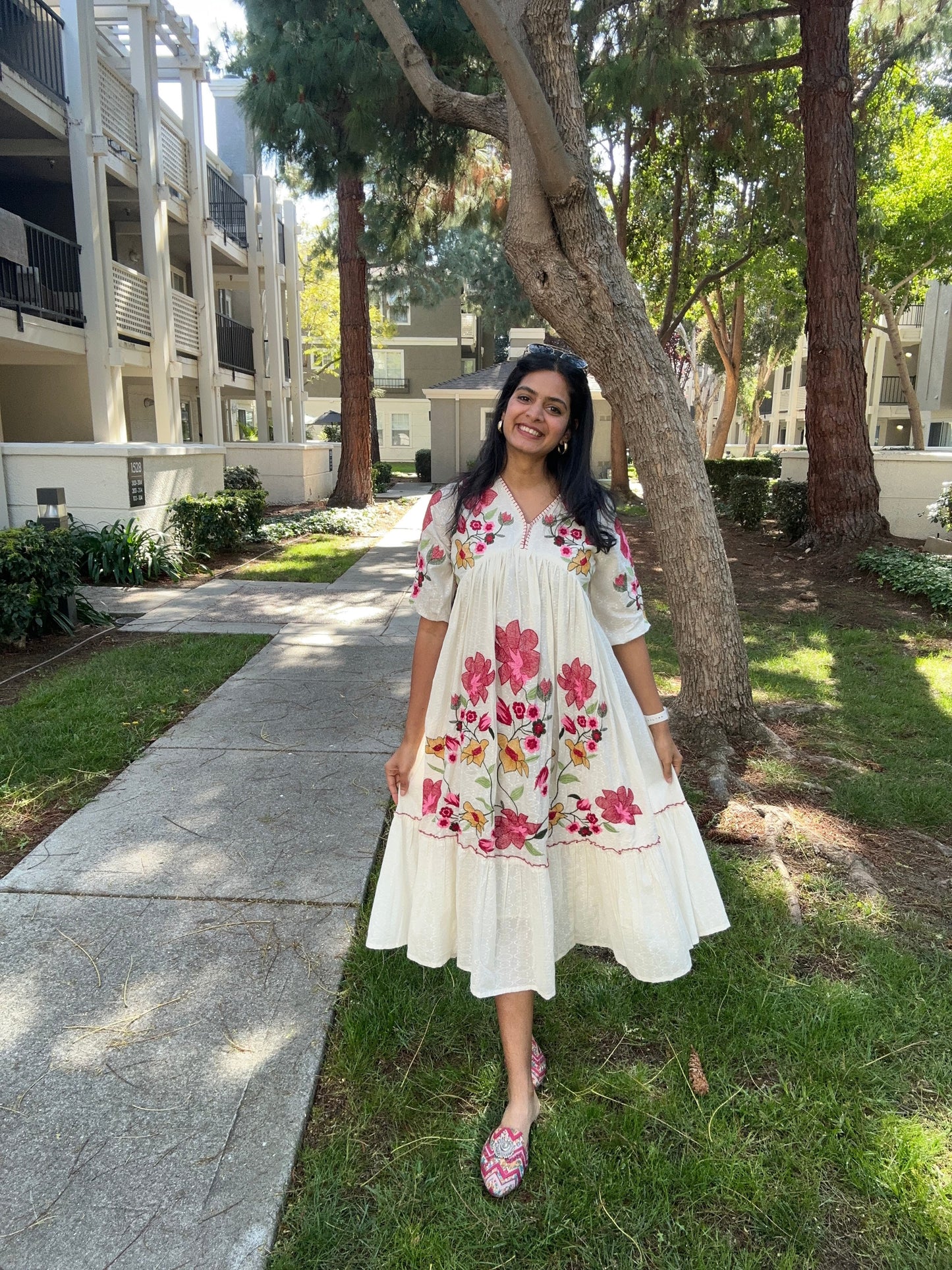 _✨ WEAR SUMMER FRIENDLY AND TRENDY MAXI GOWN WITH EMBROIDERY WORK✨_