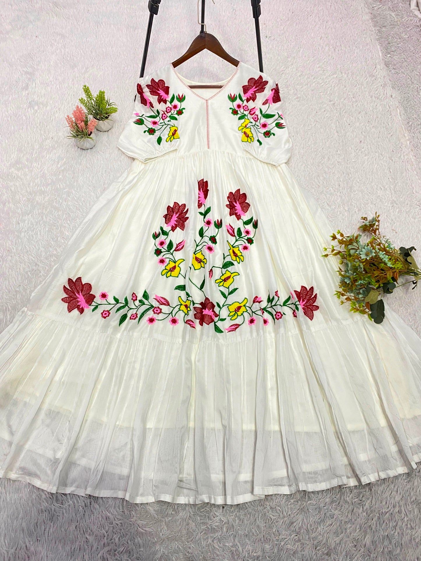 _✨ WEAR SUMMER FRIENDLY AND TRENDY MAXI GOWN WITH EMBROIDERY WORK✨_