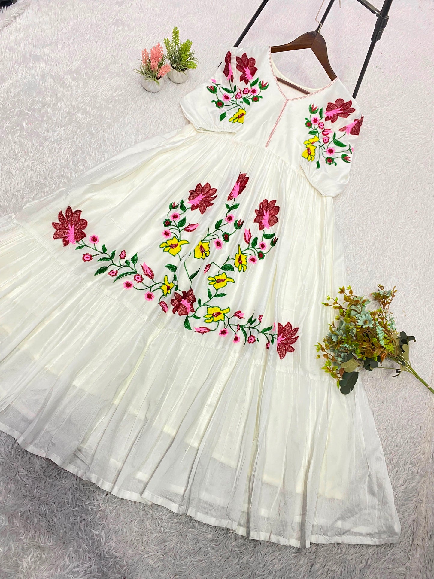 _✨ WEAR SUMMER FRIENDLY AND TRENDY MAXI GOWN WITH EMBROIDERY WORK✨_