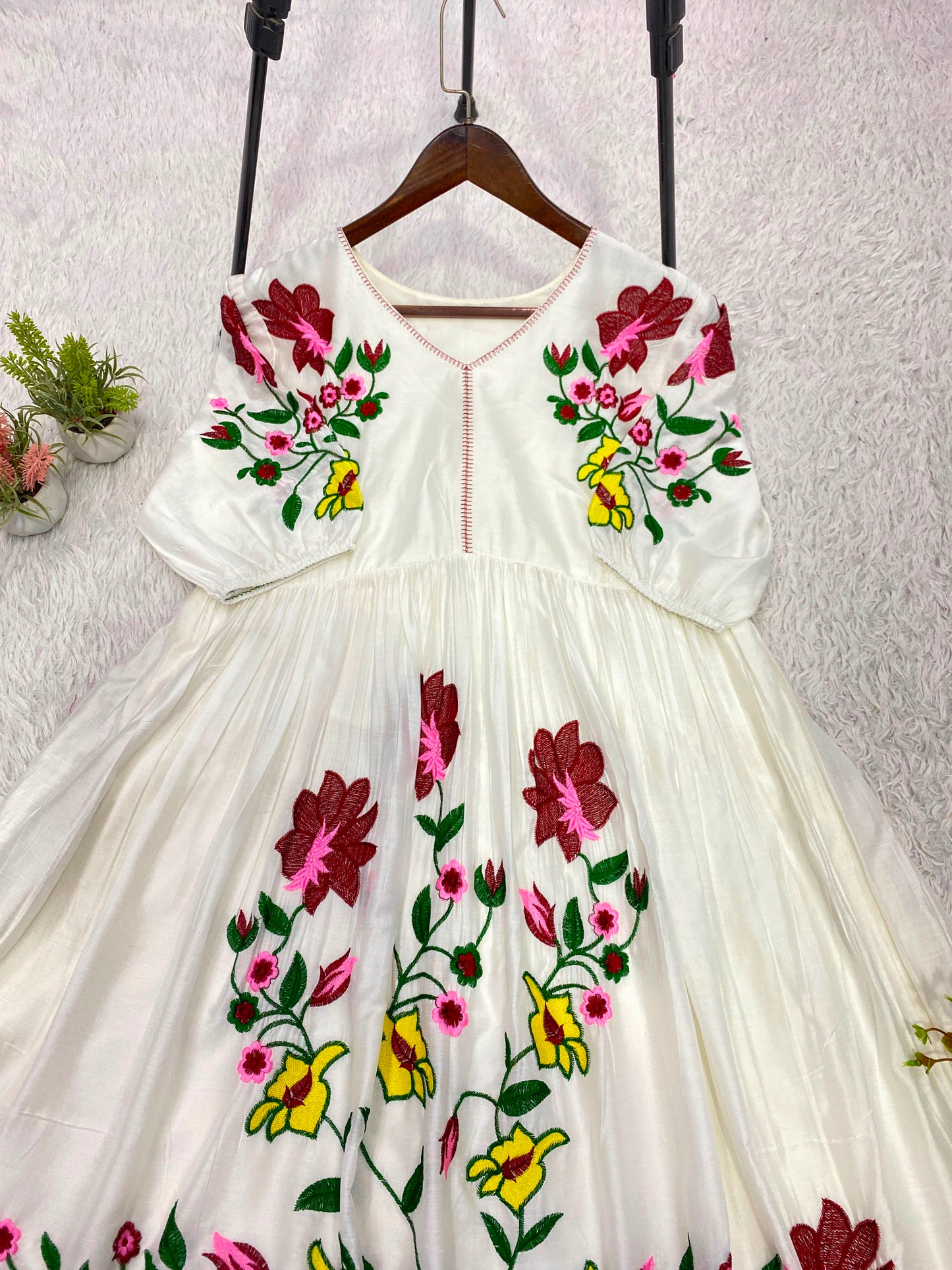 _✨ WEAR SUMMER FRIENDLY AND TRENDY MAXI GOWN WITH EMBROIDERY WORK✨_