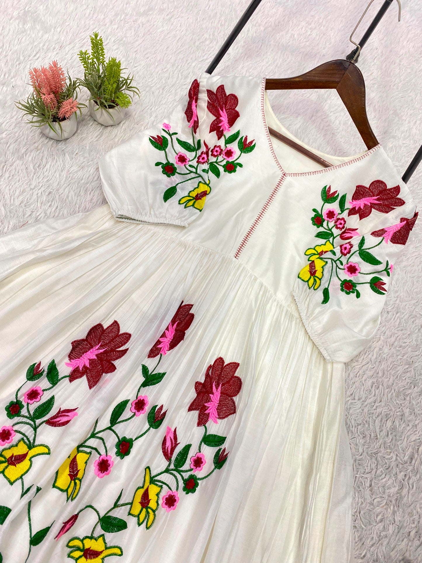 _✨ WEAR SUMMER FRIENDLY AND TRENDY MAXI GOWN WITH EMBROIDERY WORK✨_