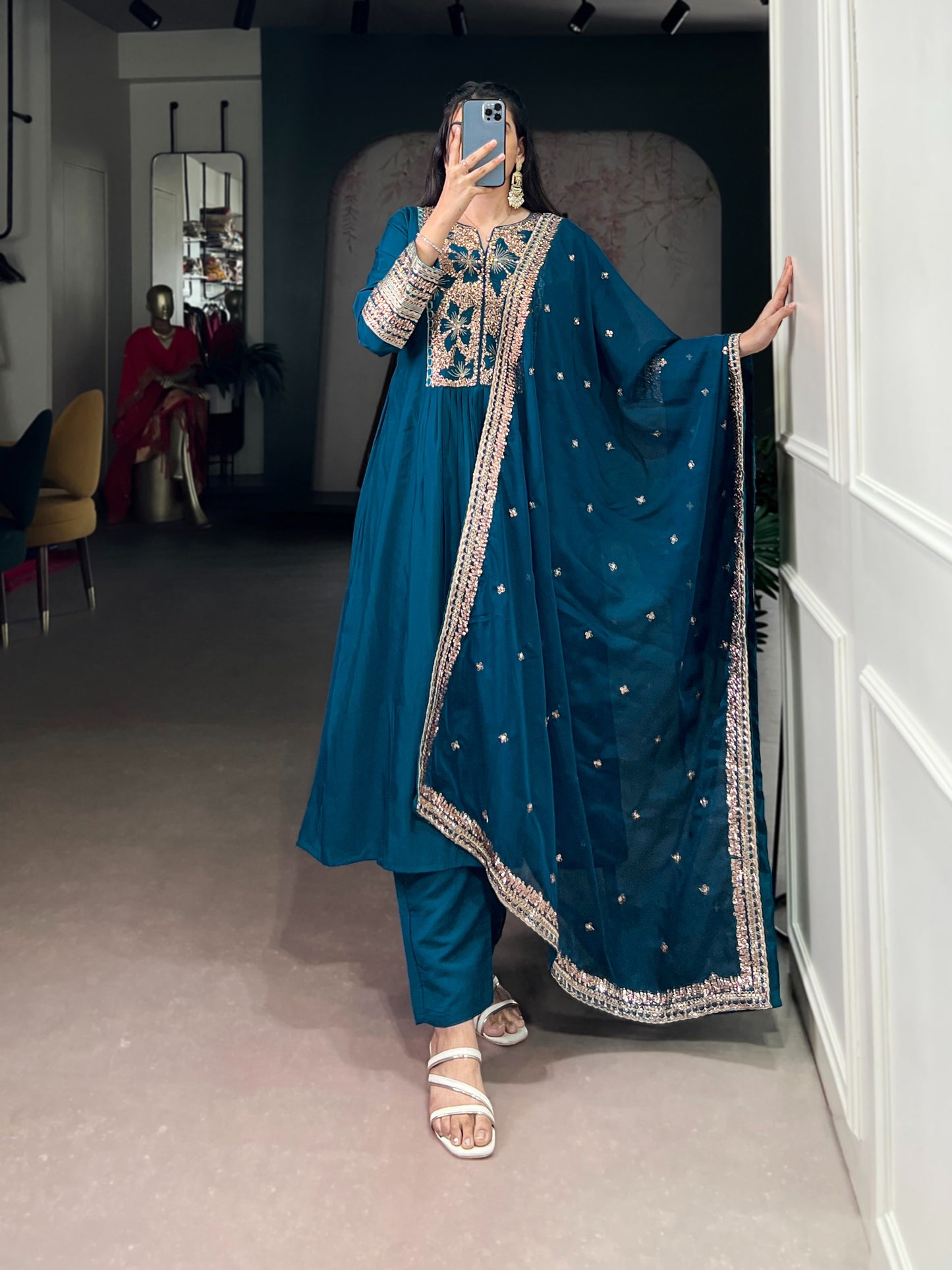 Let the smooth fall of Roman silk enhance your style with its classic charm and graceful finish 🦋