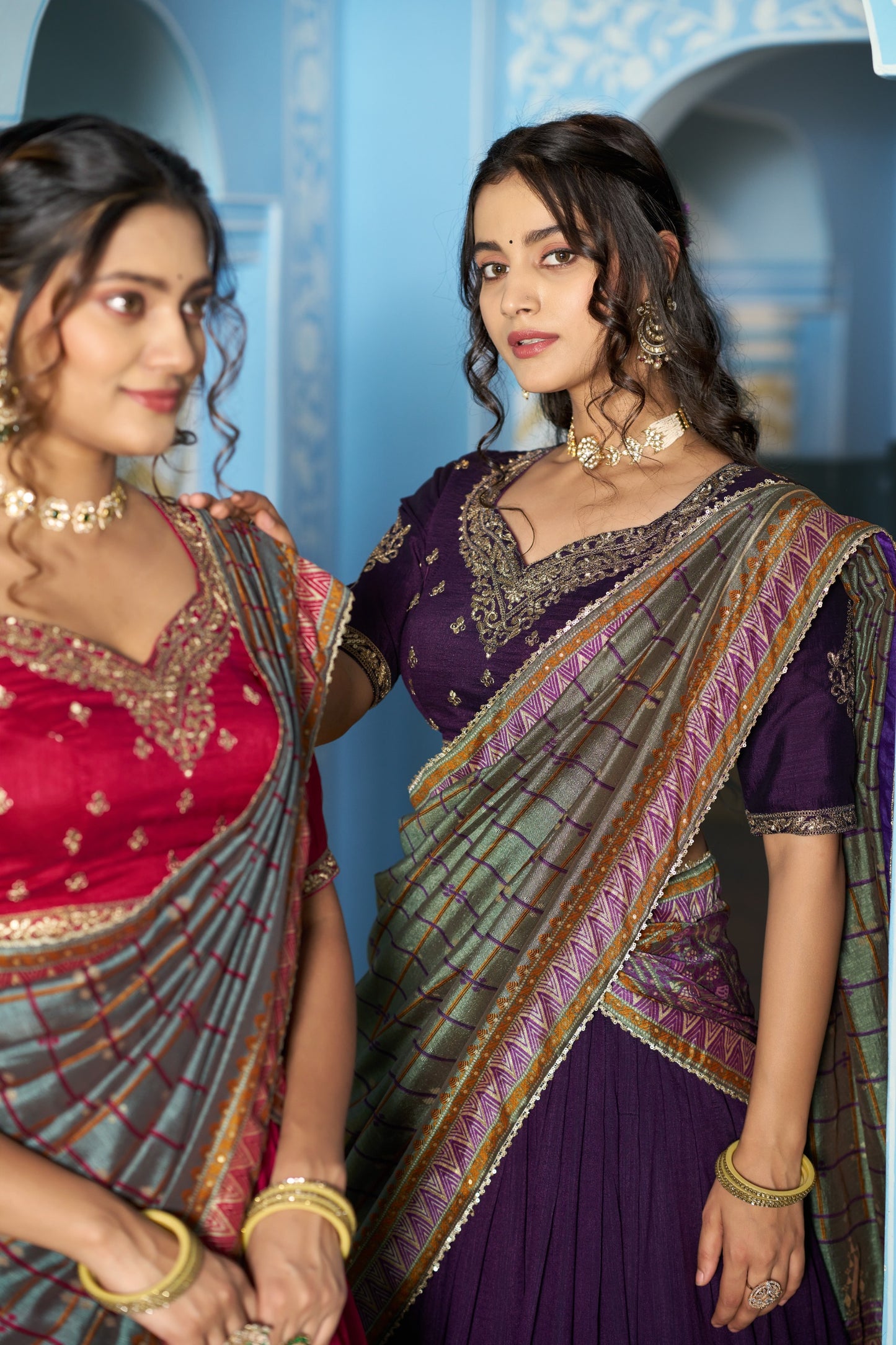 Grace that speaks for itself  Crafted in luxurious Vichitra silk, this lehenga brings a refined and royal touch to your festive wardrobe.✨