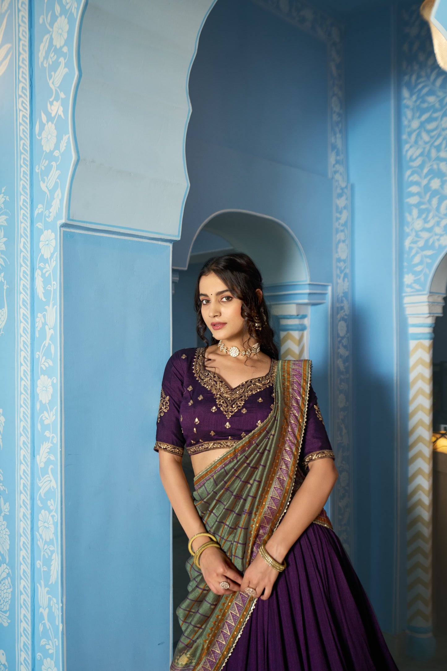 Grace that speaks for itself  Crafted in luxurious Vichitra silk, this lehenga brings a refined and royal touch to your festive wardrobe.✨