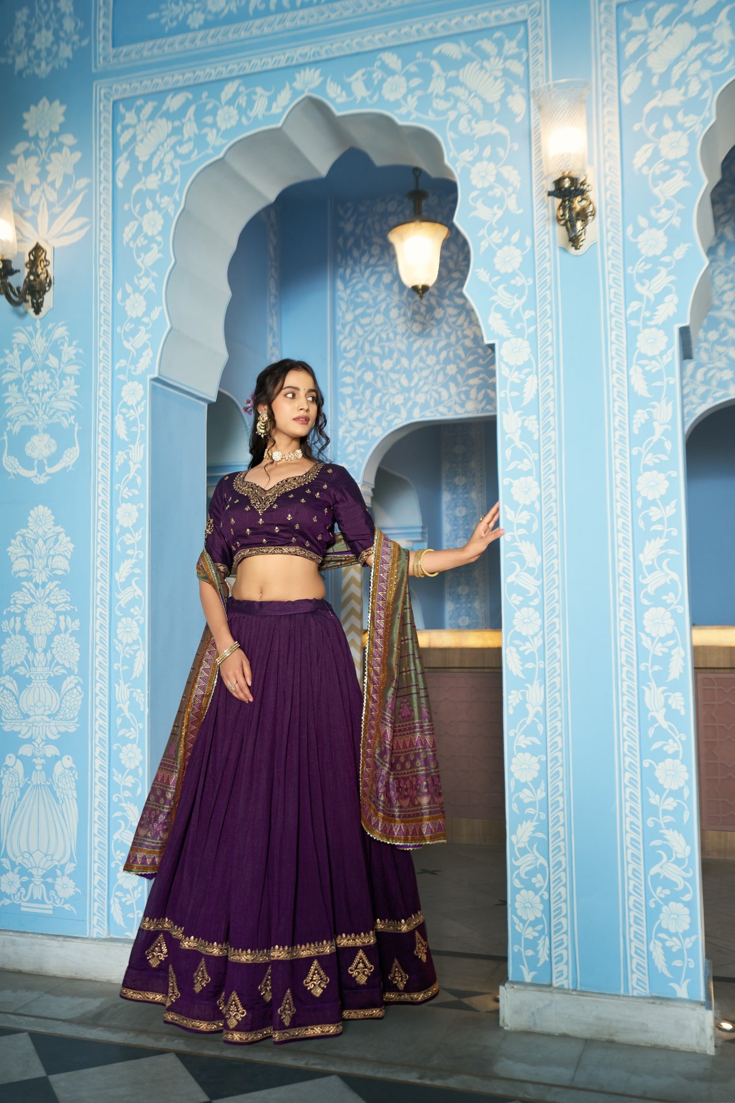 Grace that speaks for itself  Crafted in luxurious Vichitra silk, this lehenga brings a refined and royal touch to your festive wardrobe.✨