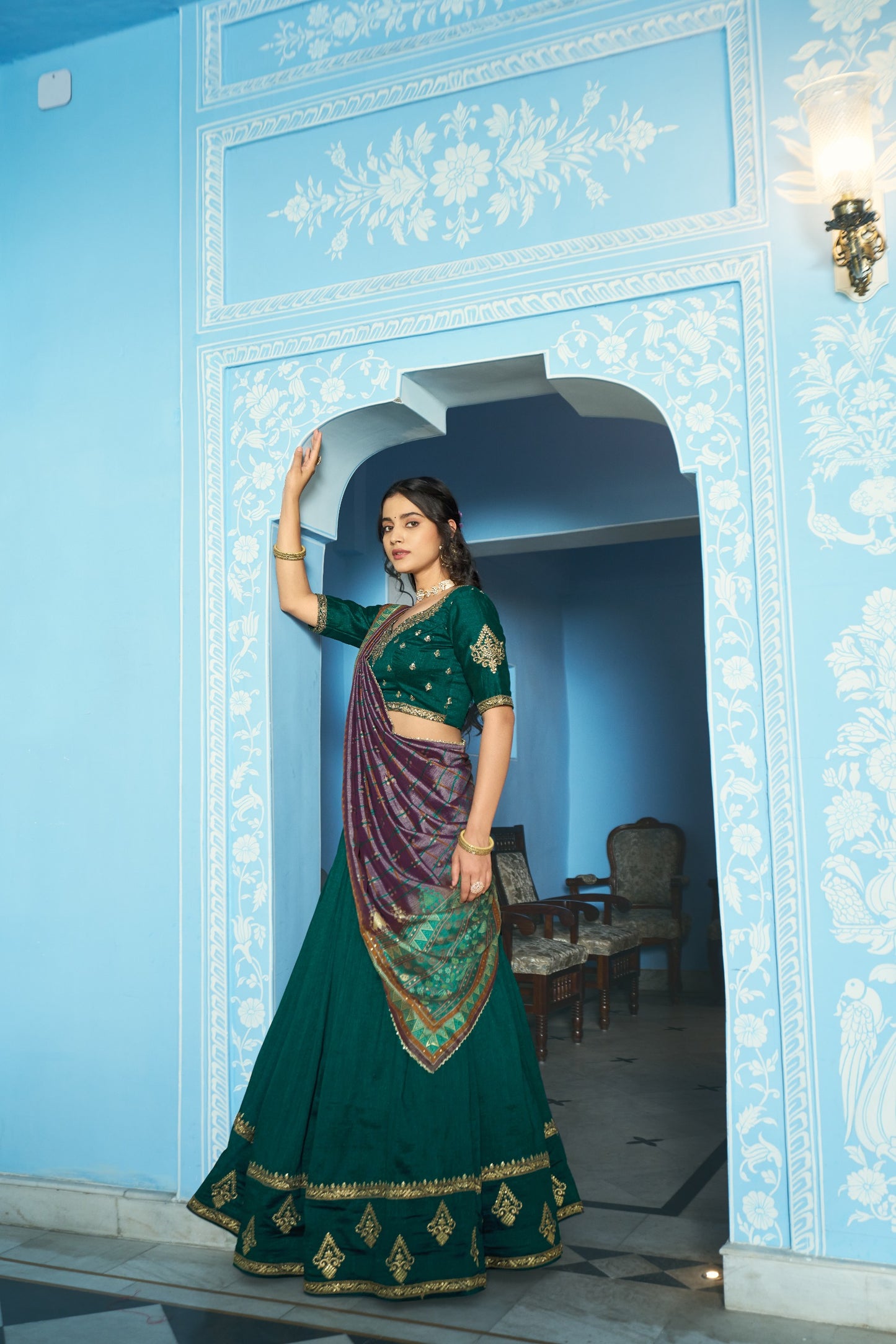 Grace that speaks for itself  Crafted in luxurious Vichitra silk, this lehenga brings a refined and royal touch to your festive wardrobe.✨