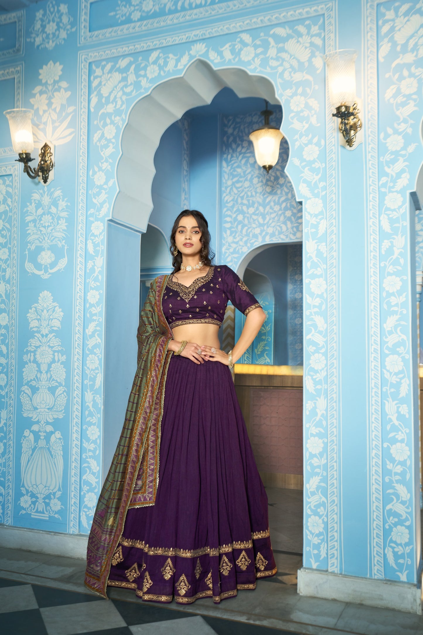 Grace that speaks for itself  Crafted in luxurious Vichitra silk, this lehenga brings a refined and royal touch to your festive wardrobe.✨