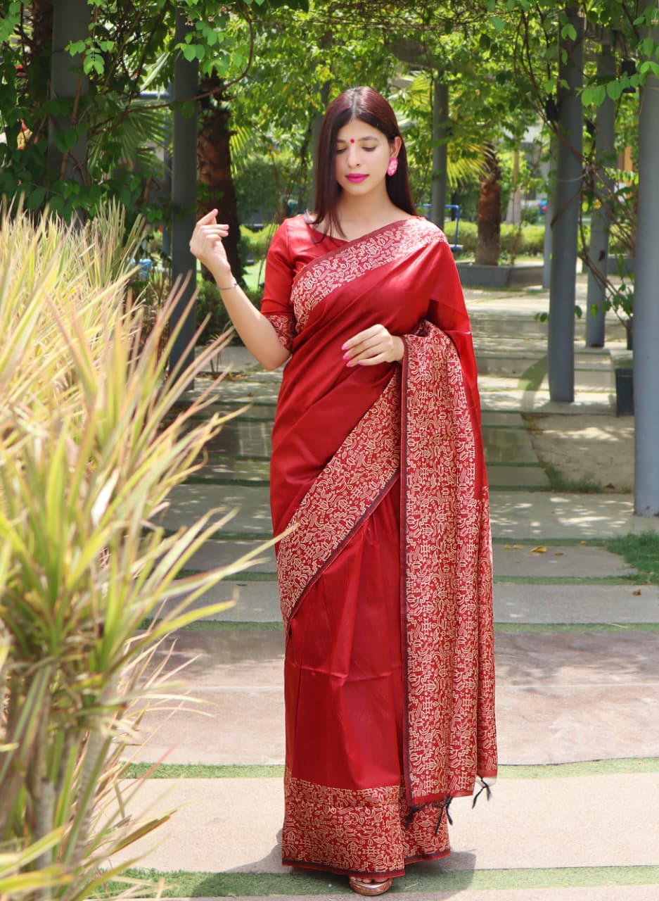WE ARE COME AGAIN WITH NEW DEMANDING KALAMKARI WEAVING SAREE JUST FOR YOU