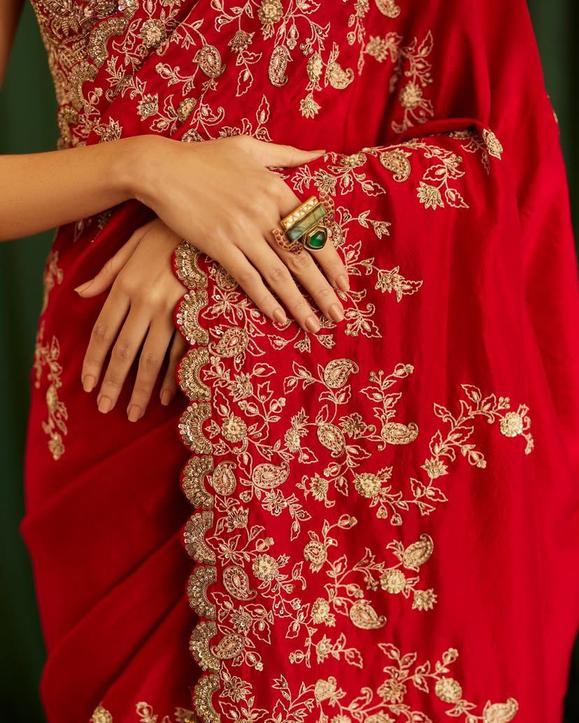 Heavy Rangoli Silk With Beautiful Zari + 3 M.M Sequence Embroidery Work And C-Pallu Cutwork saree