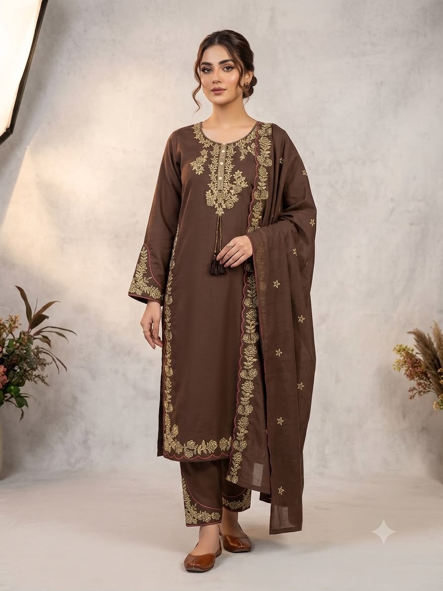 THIS WEDDING SEASON, TRY OUR DESIGNER EMBROIDERED WORKED TOP  PLAZZO SUIT WITH DUPATTA