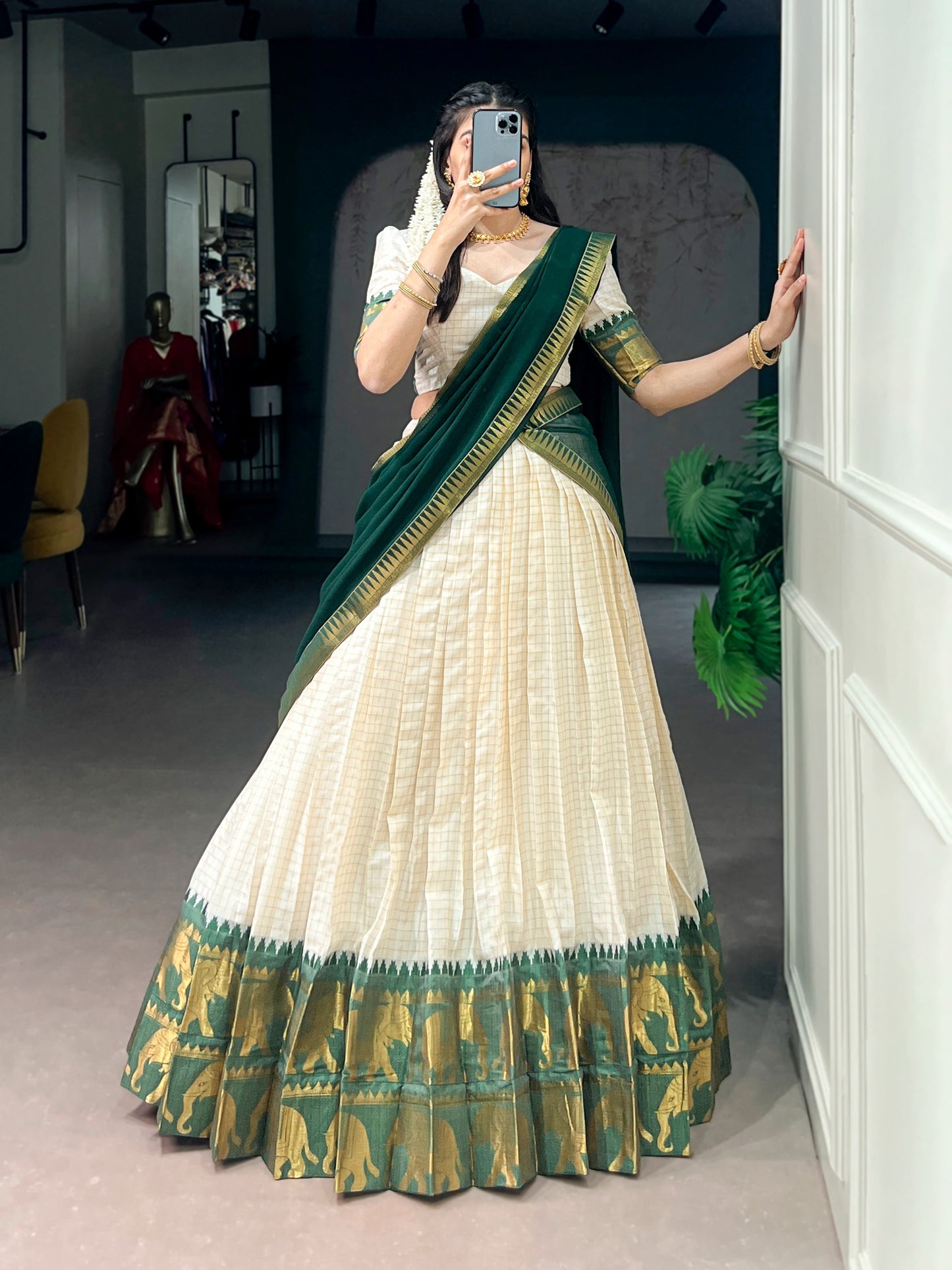 Elegant poly cotton lehengas crafted to bring comfort, grace, and festive charm to your special occasions. 🥀