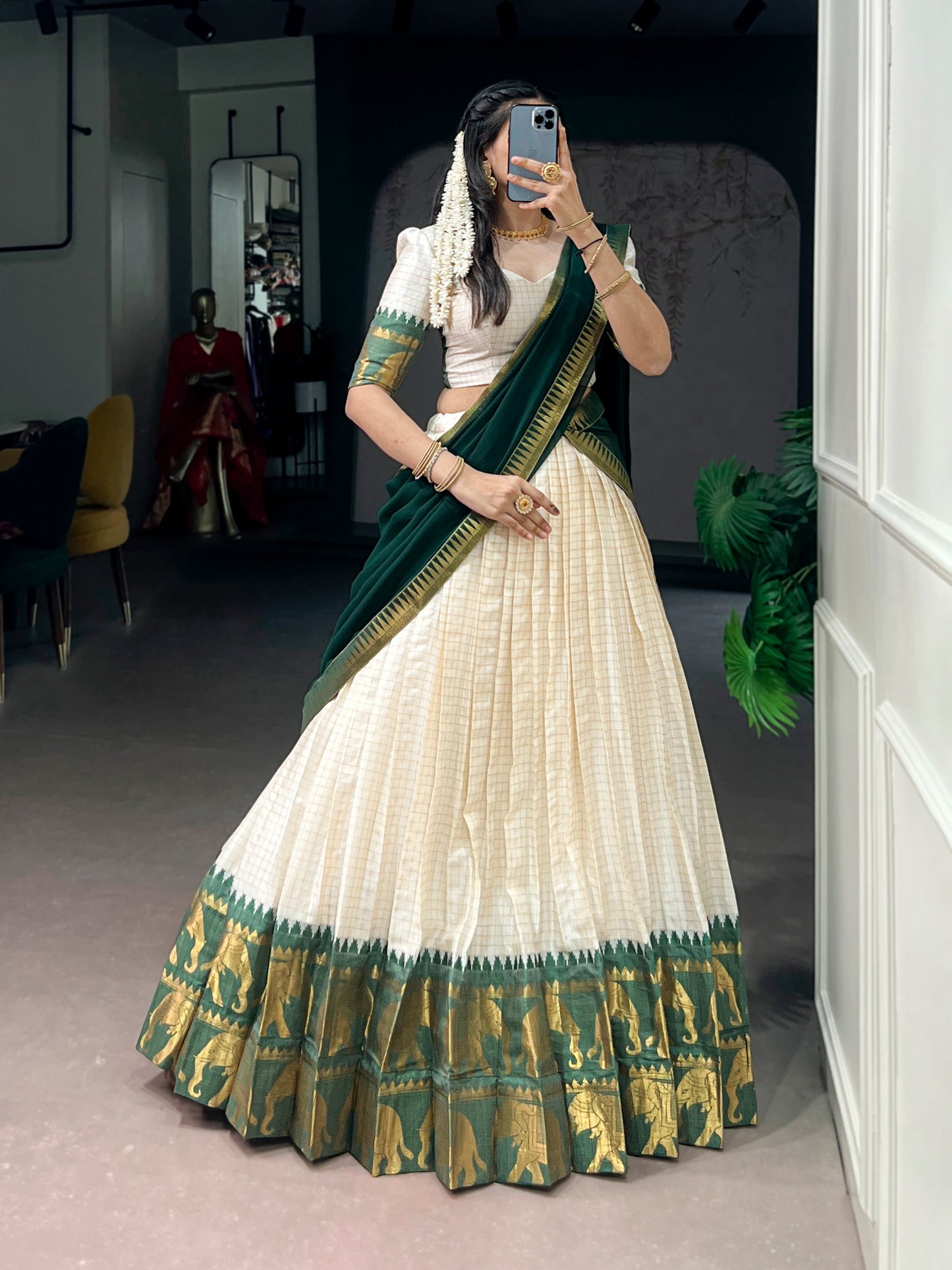 Elegant poly cotton lehengas crafted to bring comfort, grace, and festive charm to your special occasions. 🥀