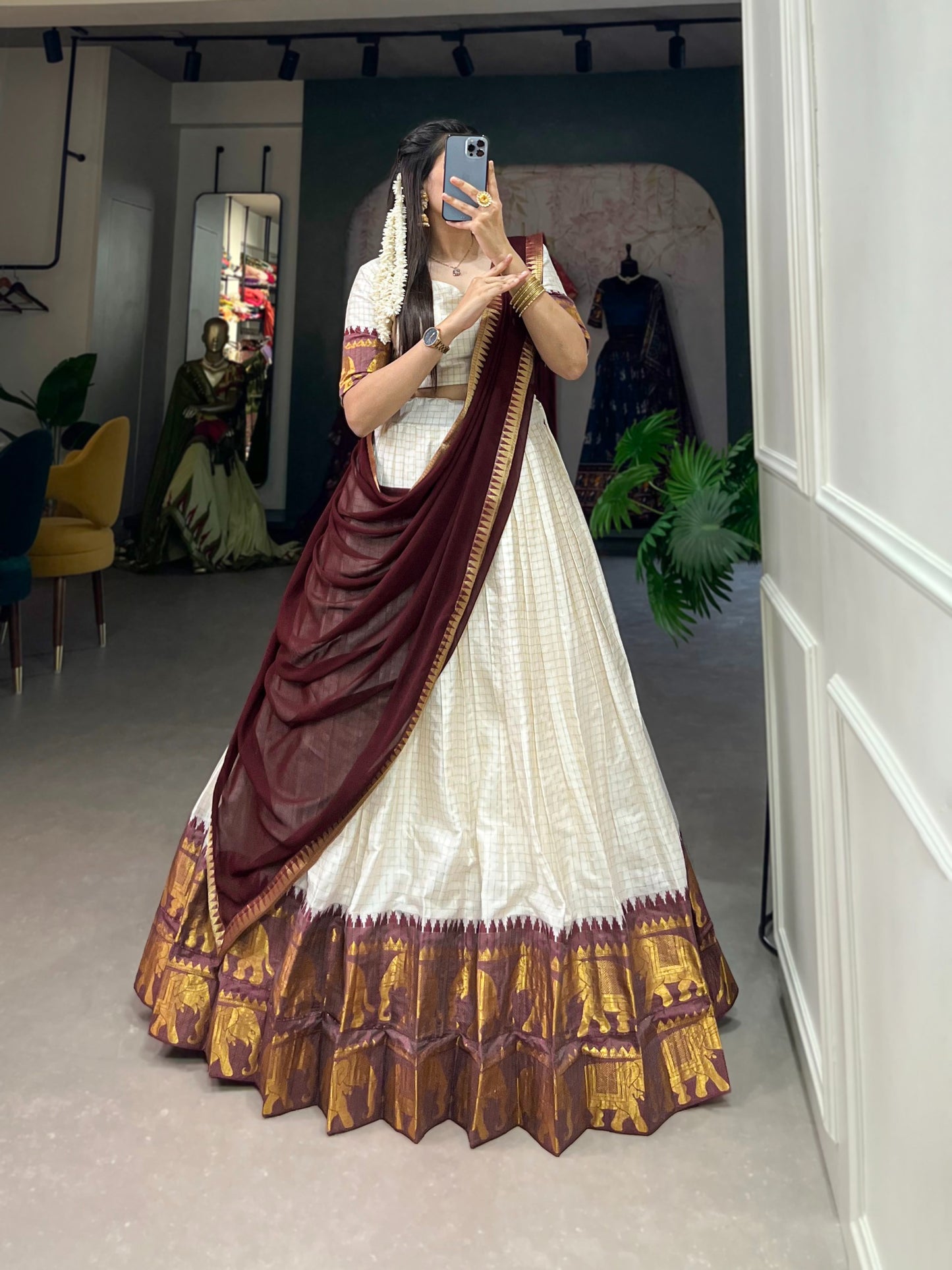 Elegant poly cotton lehengas crafted to bring comfort, grace, and festive charm to your special occasions. 🥀