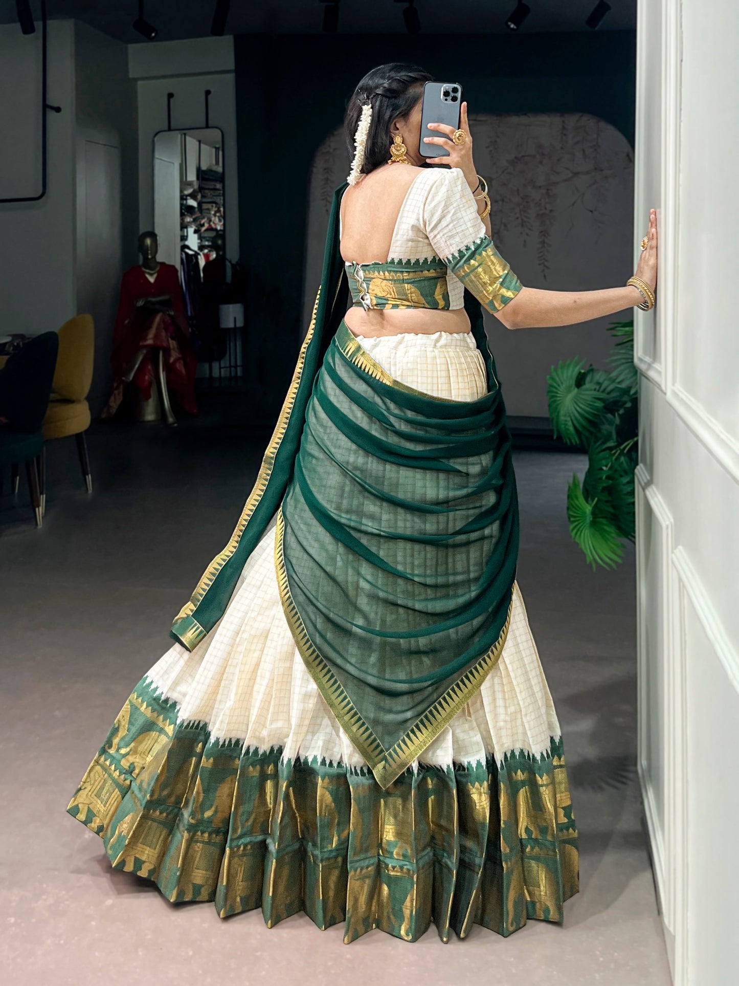 Elegant poly cotton lehengas crafted to bring comfort, grace, and festive charm to your special occasions. 🥀
