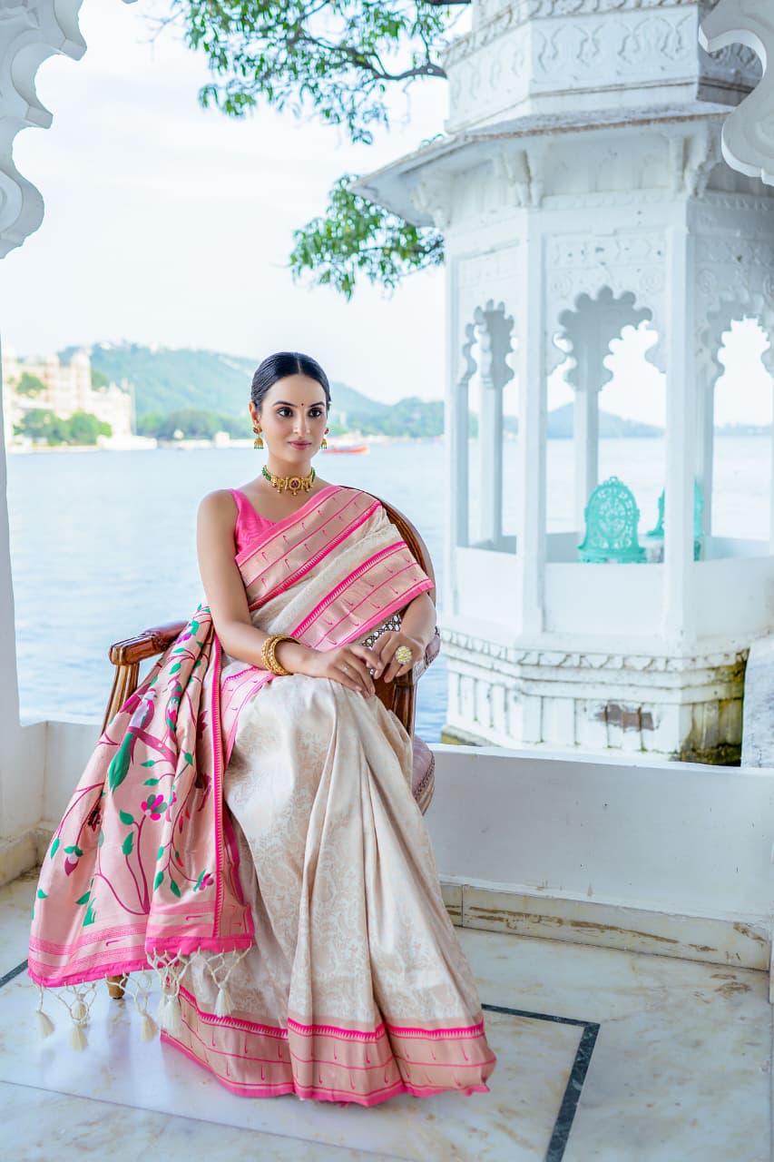 🥰 EXTRAORDINARY MIXTURE OF KANCHIPURAM AND PAITHANI SAREE😍