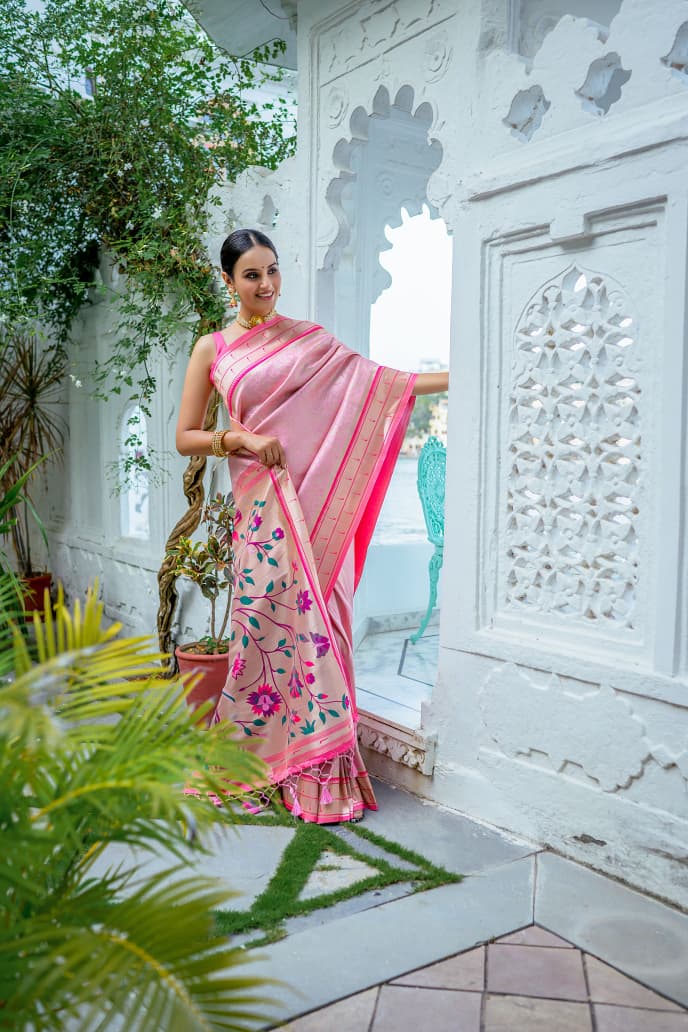 🥰 EXTRAORDINARY MIXTURE OF KANCHIPURAM AND PAITHANI SAREE😍