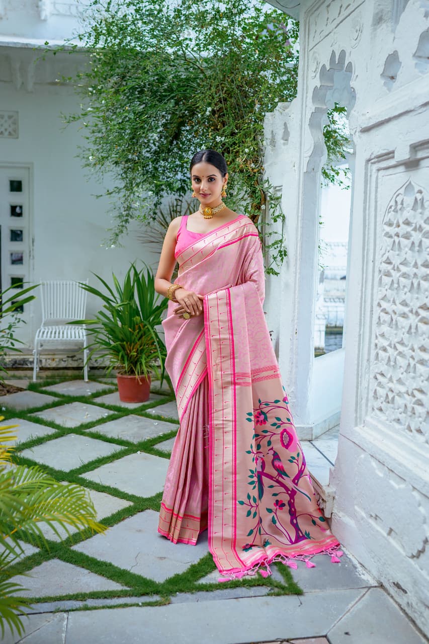 🥰 EXTRAORDINARY MIXTURE OF KANCHIPURAM AND PAITHANI SAREE😍