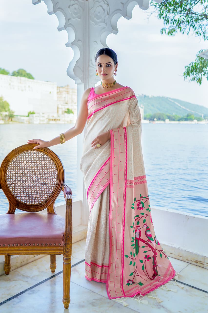 🥰 EXTRAORDINARY MIXTURE OF KANCHIPURAM AND PAITHANI SAREE😍
