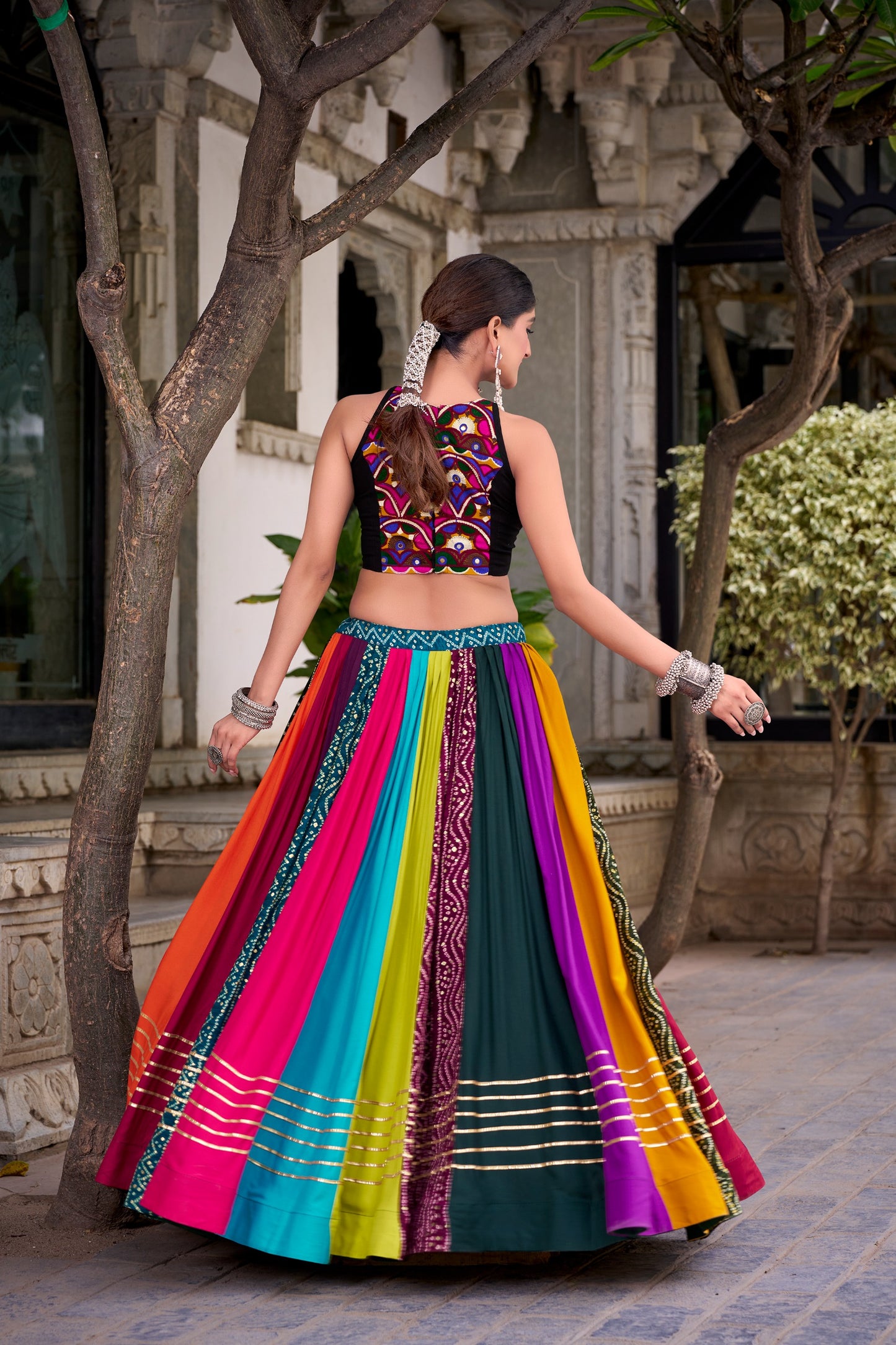 Pure Rayon Lehenga featuring Printed Design with Gota Patti Detailing