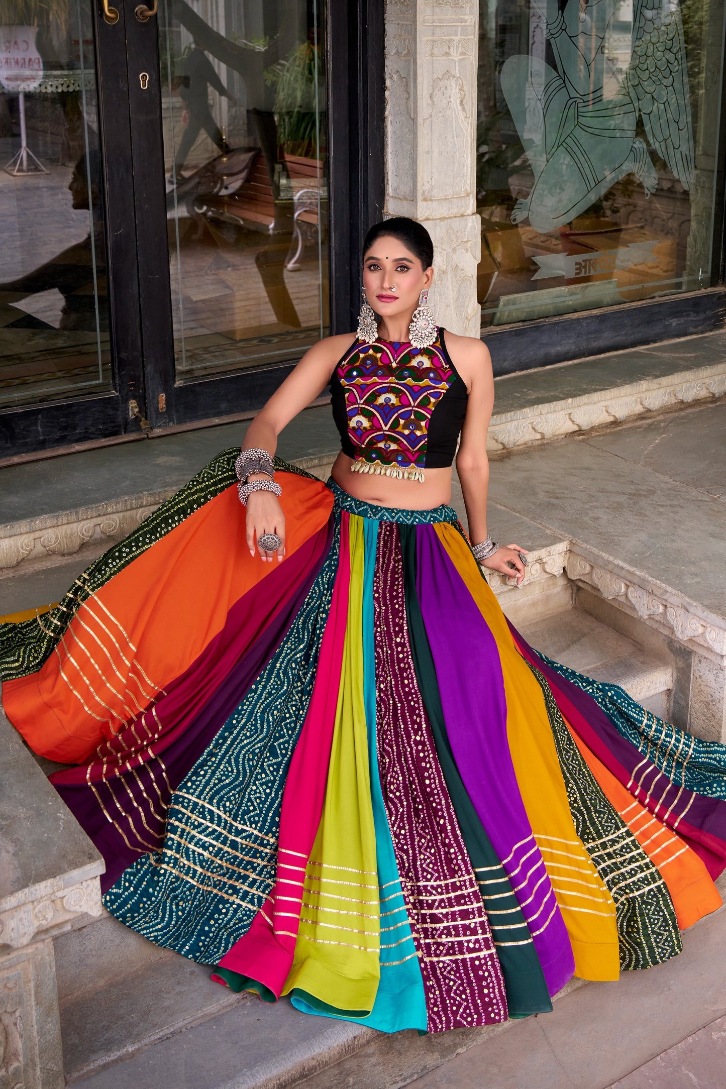 Pure Rayon Lehenga featuring Printed Design with Gota Patti Detailing