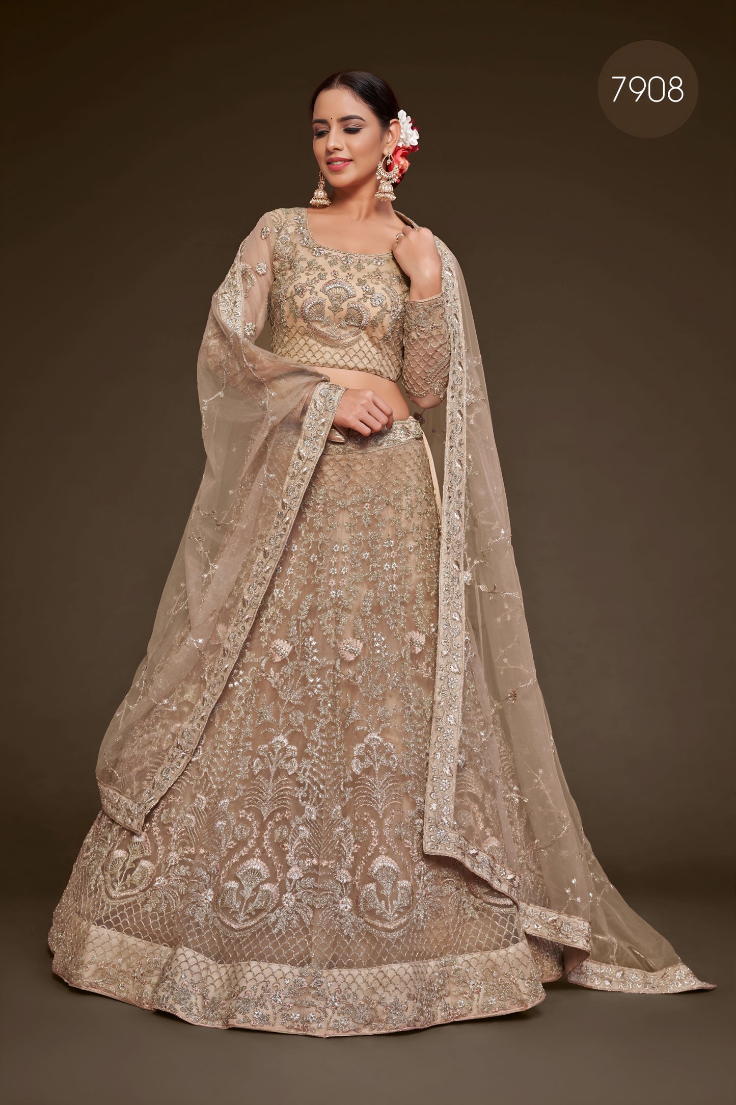 🌟 Royal Beige Heavy Embroidered Lehenga Choli 🌟
