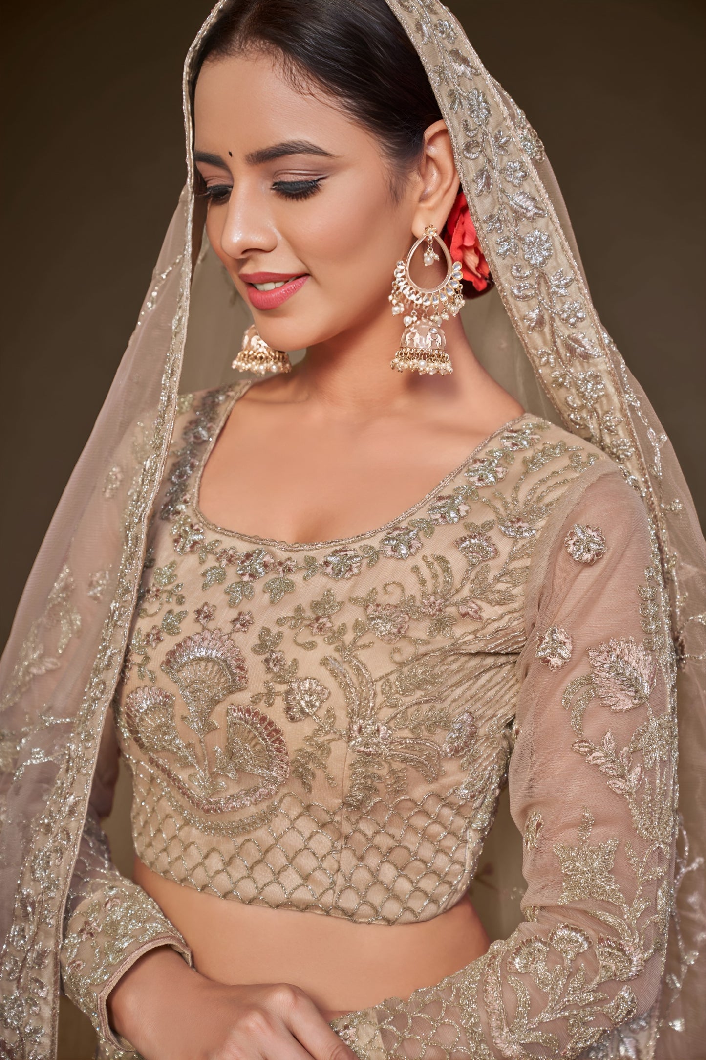 🌟 Royal Beige Heavy Embroidered Lehenga Choli 🌟