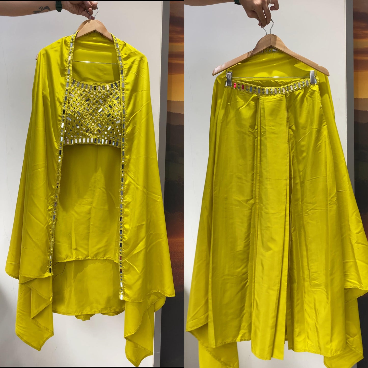 ✨ THIS WEDDING SEASON WEAR OUR BEAUTIFUL 3 PIECE WITH REAL MIRROR WITH  EMBROIDERED BLOUSE, SKIRT AND LONG SHRUGE✨