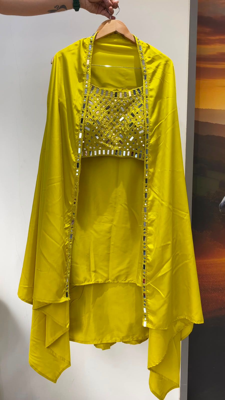 ✨ THIS WEDDING SEASON WEAR OUR BEAUTIFUL 3 PIECE WITH REAL MIRROR WITH  EMBROIDERED BLOUSE, SKIRT AND LONG SHRUGE✨