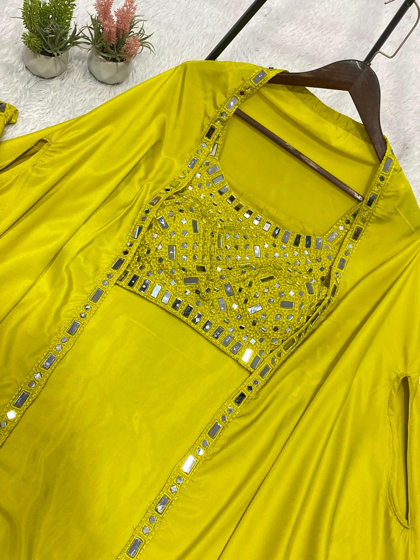 ✨ THIS WEDDING SEASON WEAR OUR BEAUTIFUL 3 PIECE WITH REAL MIRROR WITH  EMBROIDERED BLOUSE, SKIRT AND LONG SHRUGE✨
